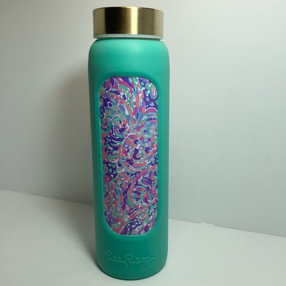 LILLY PULITZER La Playa Print Glass Thermos Water Bottle with Lid  20 oz - Picture 2 of 13